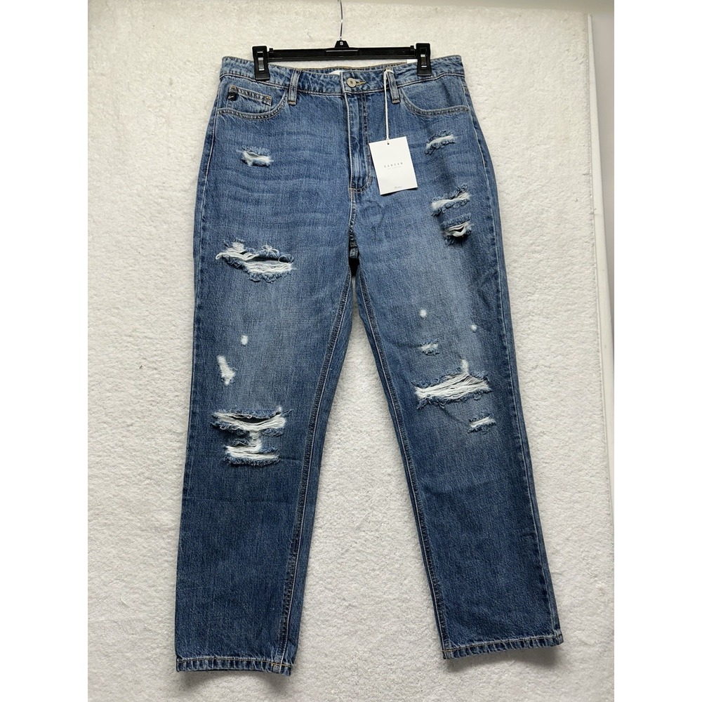 Kancan Womens Size 11/29 Blue Estilo Straight Leg Boyfriend High Rise Jeans (T8)